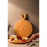 tutku home Bambu Geyik Dekorlu Yuvarlak Kesme Tahtası (38*28 CM)