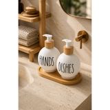 Tutku Home Bambu Standlı 2'li Cam Sıvı Sabunluk (500 Ml x 2)