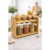 Tutku Home Bambu Standlı 7'li Cam Baharatlık