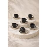 Tutku Home Black Magic Serisi 6 Kişilik Seramik Fincan Takımı
