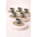 Tutku Home Green Magic Serisi 6 Kişilik Seramik Fincan Takımı