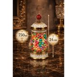 tutku home Porselen Detaylı Cam Kavanoz - 750 Ml