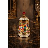 tutku home Porselen Detaylı Cam Kavanoz, Drajelik - 500 Ml