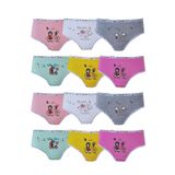 Tutku-Iç Giyim 12li Kız Çocuk Baskılı Renkli Külot Likralı Slip (Karışık / 9-10 Yaş)