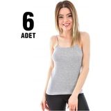 Tutku Ip Askılı Atlet 6lı Gri Kadın Standart Kalıp Nefes Alabilir Kumaş ile Rahat Kullanım - Çok Renkli