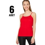 Tutku Ip Askılı Atlet 6lı-Kırmızı-M - Çok Renkli - Standart