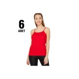 Tutku İp Askılı Atlet, 6'lı Paket, Kırmızı, XL Beden, Kadın