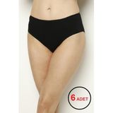 Tutku Kadın 6'lı Paket Beyaz Pamuklu Likralı Yüksek Bel Bato Külot, Siyah, 2XL