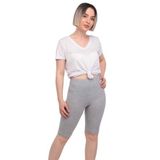 Tutku Kadın Beli Lastikli Büyük Beden Kısa Tayt, Gri, XL