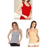 Tutku Kadın Beyaz 3'lü Paket Atlet %100 Pamuk ELF568T0136CCM3 Rahat Kalıp ve Yaka Tipi - Gri