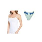 Tutku Kadın Beyaz 6'lı Paket İp Askılı Atlet & Desenli 3'lü Bikini, Krem Rengi, L