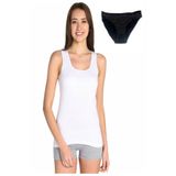 Tutku Kadın Beyaz Atlet & Desenli Bikini, 3'lü Paket, Antrasit, M Beden