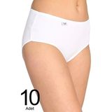 Tutku Kadın Beyaz Bato Külot Yumuşak Dokulu 10'lu Paket Konforlu İç Giyim - 3XL