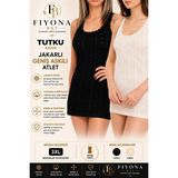 Tutku Kadın Jakarlı Geniş Askılı Atlet - Krem - 3XL