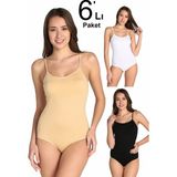 Tutku Kadın Karışık Renk 6'lı Paket İp Askılı Likralı Kancalı Çıtçıtlı Body ELF568T0148CCM6 - XL - Ten