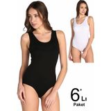 Tutku Kadın Karışık Renk 6'lı Paket Likralı Kancalı Çıtçıtlı Body ELF568T0149CCM6-KARIŞIK Renk-S - Çok Renkli - Standart