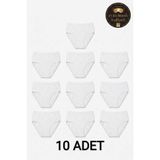Tutku Kadın Külot 10'lu Paket Beyaz Büyük Beden Yüksek Bel %100 Pamuklu Ribana Rahat Kesim - Uyku Bandı Hediyeli