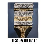 Tutku Kadın Leopar Desen Lüx Bikini Külot, Hipster, Karışık Asorti Renk, 12 Adet Set