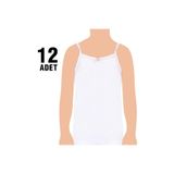 Tutku Kadın Seher Kız Çocuk Kız İp Askılı Oyalı Atlet 12'li, Beyaz, 3