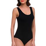 Tutku Kadın Siyah 3'lü Paket Likralı Geniş Askılı Çıtçıtlı Body