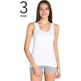 Tutku Kadın Siyah Atlet 3'lü Paket Nefes Alabilir %100 Pamuklu Konforlu İç Giyim - Beyaz - 2XL