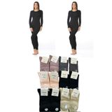Tutku Kadın Termal İçlik Alt Üst Takım Termal Takım 2 Adet 6 Çıft Bambu Kiılik Çorap Hedıye, Siyah, M
