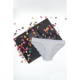 Tutku Kadın Tırnak Dantelli Bikini Slip, Gri, M
