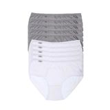 Tutku Kadın Yüksek Bel Bato Külot, Pamuklu Likralı, 10'lu Set, Beyaz-Gri, XL