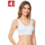 Tutku Keyal 4'lü Paket%100 Pamuk Penye Yarım Atlet Lambada Sütyen, Beyaz, 105 Beden