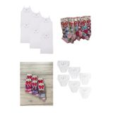 Tutku Kız Çocuk Askılı Atlet, Beyaz, 5 Yaş, 6'lı Set + 6 Adet Patik Çorap + 6 Adet Soket Çorap