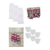 Tutku Kız Çocuk Atlet İp Askılı Atlet Kız Slip 6 Adet Patik Çorap 6 Adet Soket Çorap Set, Beyaz, 4 Yaş