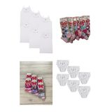 Tutku Kız Çocuk Atlet İp Askılı Atlet Kız Slip 6 Adet Patik Çorap 6 Adet Soket Çorap Set, Beyaz, 6 Yaş