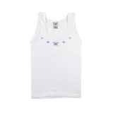 Tutku Kız Çocuk Beyaz Geniş Askılı İşlemeli Ribana Atlet, 1-2 Yaş, 6'lı Paket