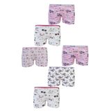 Tutku Kız Çocuk Desenli Likralı Pamuk Boxer Külot, 6'lı Set, Karışık Renkler, 3-4 Yaş