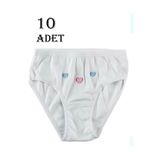 Tutku Kız Çocuk Külotu,%100 Pamuk, Beyaz, 9-11 Yaş, 10'lu Paket