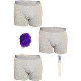 Tutku Likralı Elastan Gri Erkek Boxer 3'Lü Set + Kalem Parfüm + Lif