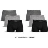 Tutku Paket 6'lı 0114 Likralı Erkek Boxer (2 Siyah + 2 Gri + 2 Füme ) Abani Classic - Siyah - Açık Gri - Antrasit