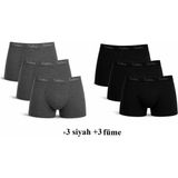 Tutku Paket 6'lı 0114 Likralı Erkek Boxer (+3 Siyah +3 Füme ) Abani Classic - Füme - Füme - Siyah