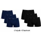 Tutku Paket 6'lı 0114 Likralı Erkek Boxer (+3 Siyah +3 Lacivert ) Abani Classic - Siyah - Lacivert - XL