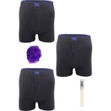 Tutku Pamuklu Düğmeli Füme Erkek Boxer *3'Lü Set + Kalem Parfüm + Lif