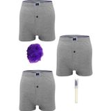 Tutku Pamuklu Düğmeli Gri Erkek Boxer *3'Lü Set + Kalem Parfüm + Lif