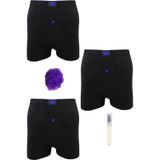 Tutku Pamuklu Düğmeli Siyah Erkek Boxer *3'Lü Set + Kalem Parfüm + Lif