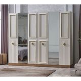 Tutku Yatak Handel 6 Kapaklı Aynalı Modern Gardrop / Dolap 261 Cm