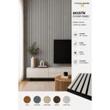 TUTKUNLAR PANEL Akustik Duvar Paneli Çıtalı MDF Ahşap Ses Yalıtımlı Dekoratif Duvar Kaplama Slat Wall Panel Keçeli TV Arkası Dekor Kaplama 100x280 cm Açık Taş Retro Taş