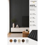 TUTKUNLAR PANEL Akustik Duvar Paneli Çıtalı MDF Ahşap Ses Yalıtımlı Dekoratif Duvar Kaplama Slat Wall Panel Keçeli TV Arkası Dekor Kaplama 100x280 cm Antrasit