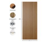 TUTKUNLAR PANEL Akustik Duvar Paneli Çıtalı MDF Ahşap Ses Yalıtımlı Dekoratif Duvar Kaplama Slat Wall Panel Keçeli TV Arkası Dekor Kaplama 100x280 cm Ceviz