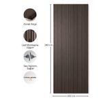 TUTKUNLAR PANEL Akustik Duvar Paneli Çıtalı MDF Ahşap Ses Yalıtımlı Dekoratif Duvar Kaplama Slat Wall Panel Keçeli TV Arkası Dekor Kaplama 100x280 cm Koyu Ceviz