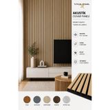 TUTKUNLAR PANEL Akustik Duvar Paneli Çıtalı MDF Ahşap Ses Yalıtımlı Dekoratif Duvar Kaplama Slat Wall Panel Keçeli TV Arkası Dekor Kaplama 100x280 cm Safir Meşe