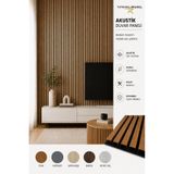 TUTKUNLAR PANEL Akustik Duvar Paneli Çıtalı MDF Ahşap Ses Yalıtımlı Dekoratif Duvar Kaplama Slat Wall Panel Keçeli TV Arkası Dekor Kaplama 100x280 cm Teak