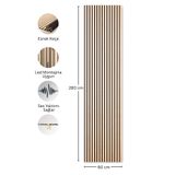 TUTKUNLAR PANEL Akustik Duvar Paneli Çıtalı MDF Ahşap Ses Yalıtımlı Dekoratif Duvar Kaplama Slat Wall Panel Keçeli TV Arkası Dekor Kaplama 60x280 cm